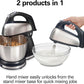Stand Mixer with Stainless Steel Bowl, Black and Silver, Hand Mixer with Base, Rotating Bowl 2 in 1 6 speeds