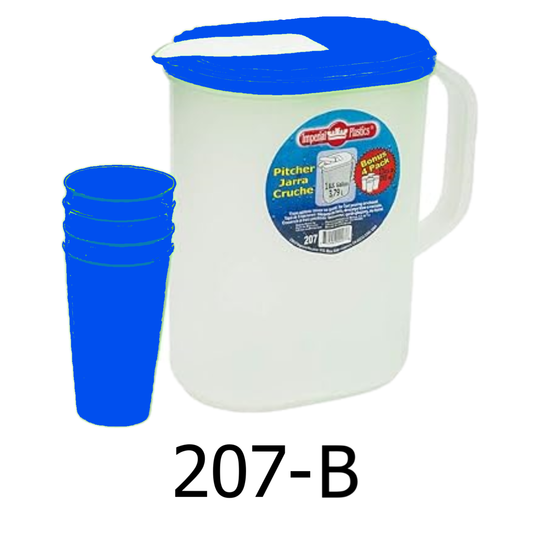 1 Gal Pitcher with 4 Cups Set - Blue