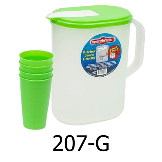 1 Gal Pitcher with 4 Cups Set - Green