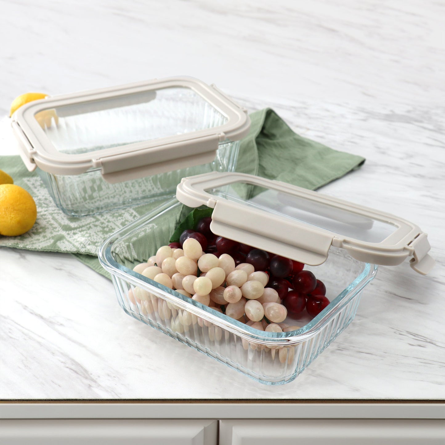 4 PC Martha Stewart Borosilicate Glass Food Storage Container Set