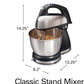 Stand Mixer with Stainless Steel Bowl, Black and Silver, Hand Mixer with Base, Rotating Bowl 2 in 1 6 speeds