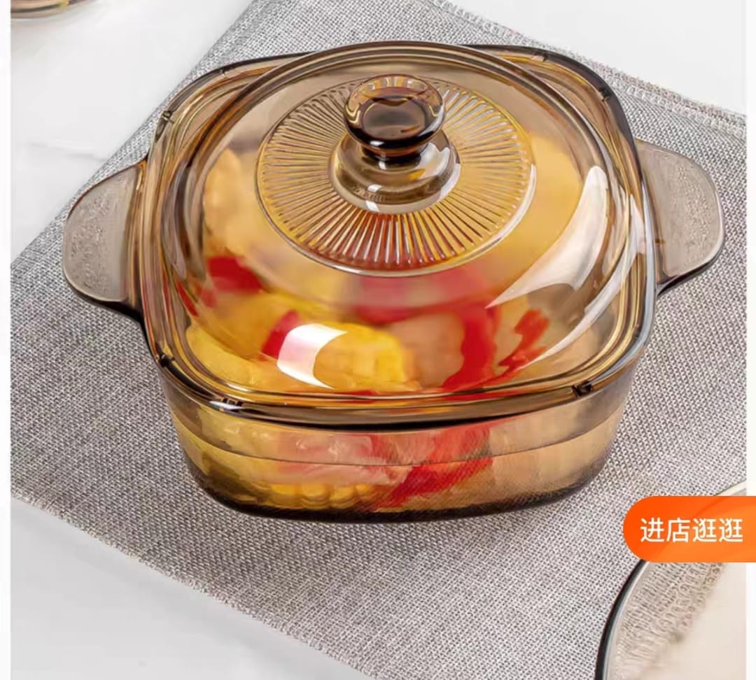 9" Clear Glass Casserole with Lid