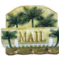 Palm Tree Hand Painted Key and Mail Holder Ceramic with 3 Hooks