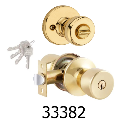 Polished Brass Exterior Door Knobs with Lock and Key