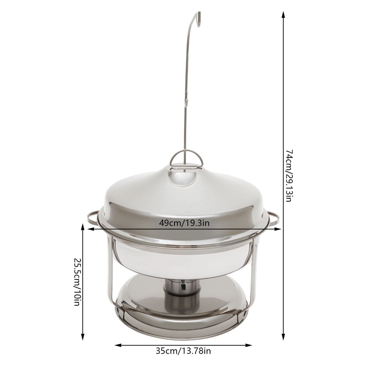 9L Round Stainless Steel Chafing Dish - Silver
