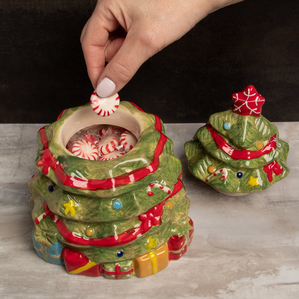 Mirthful Treats Christmas Tree Stoneware Cookie Jar