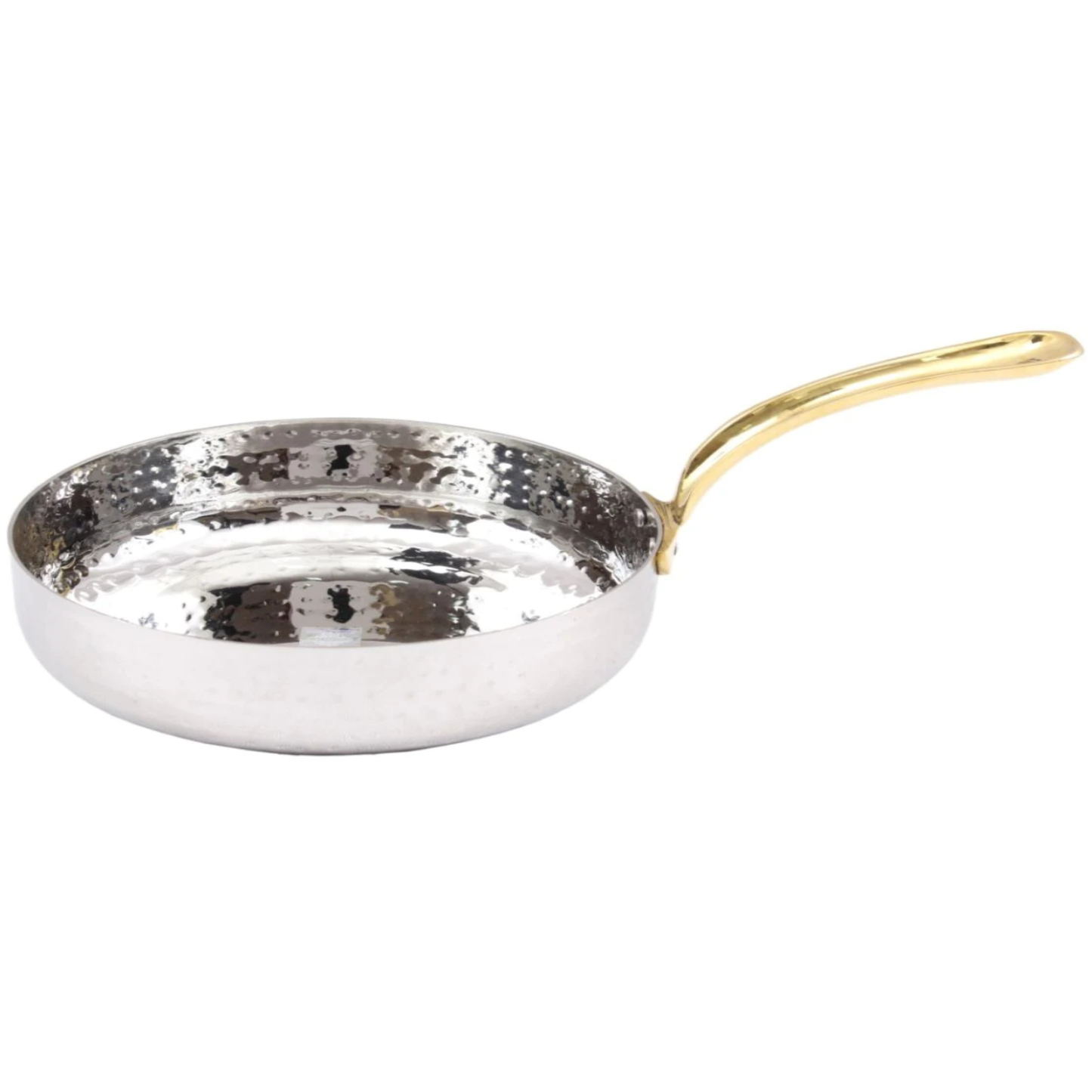 7.25" Stainless Steel Hammered Mini Fry Pan with Brass Handle