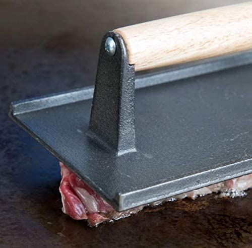 9" x 5" Rectangle Cast Iron Meat Presser Steak (Free Gifts: 2 Spices)