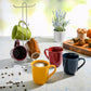 7 PC Gibson Home Everyday Contempo Hues Assorted Ceramic 15-Ounce Mug Set with Rack