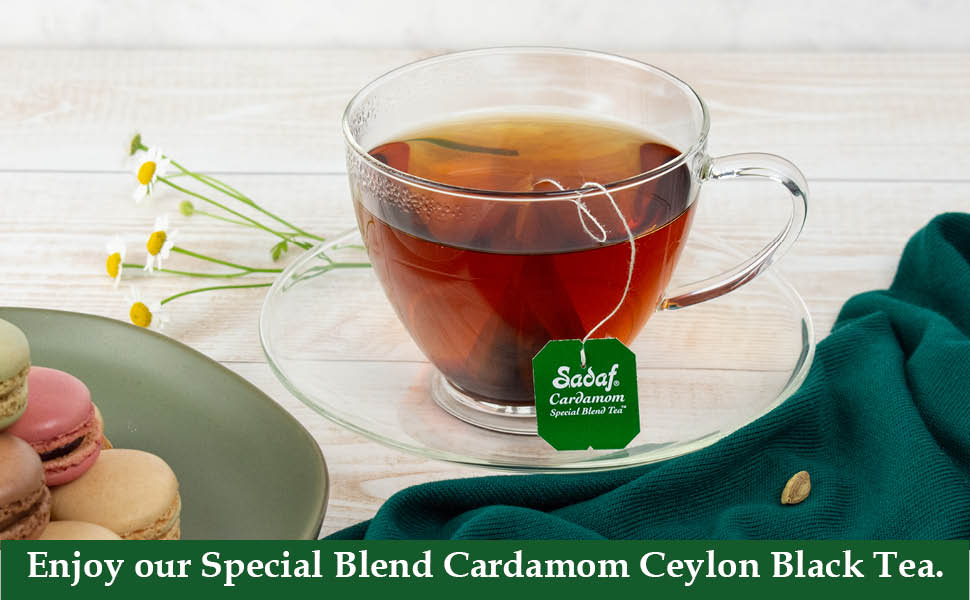 50 Tea Bags Sadaf Special Blend Tea with Cardamom Flavor