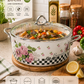 Floral Checkered Print with Glass Lid 5 qt Deep Pan