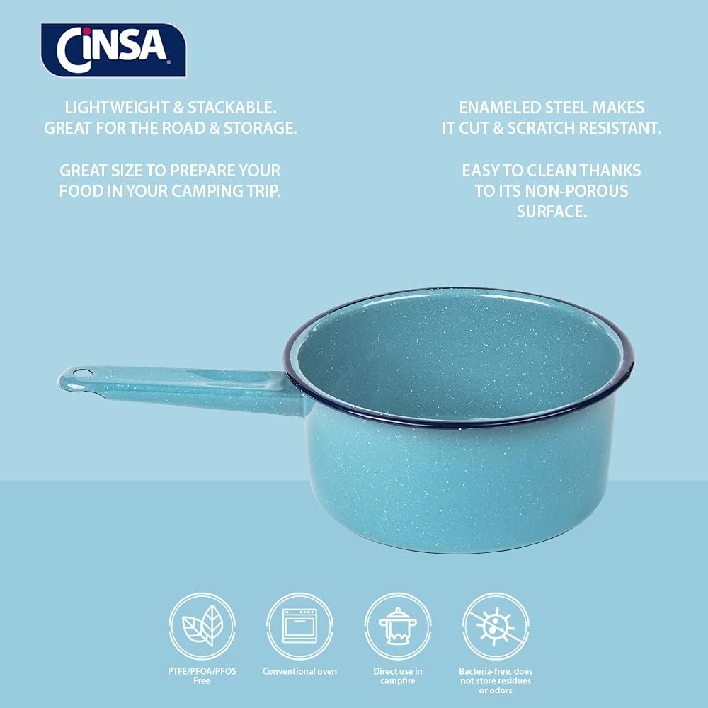 1 QT Turquoise Enamel Sauce Pan