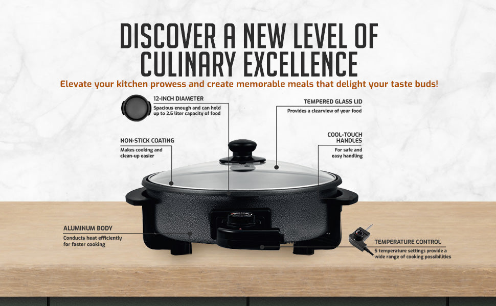 12" Ovente Electric Skillet & Frying Pan