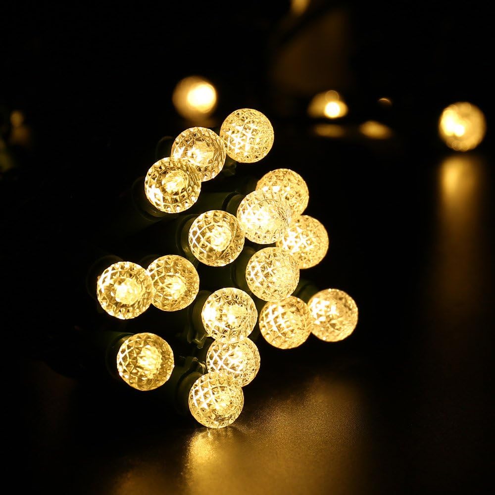 50 LED Warm White Round Diamond Shape Bulb with Green Wire