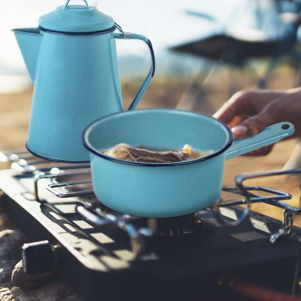 1 QT Turquoise Enamel Sauce Pan