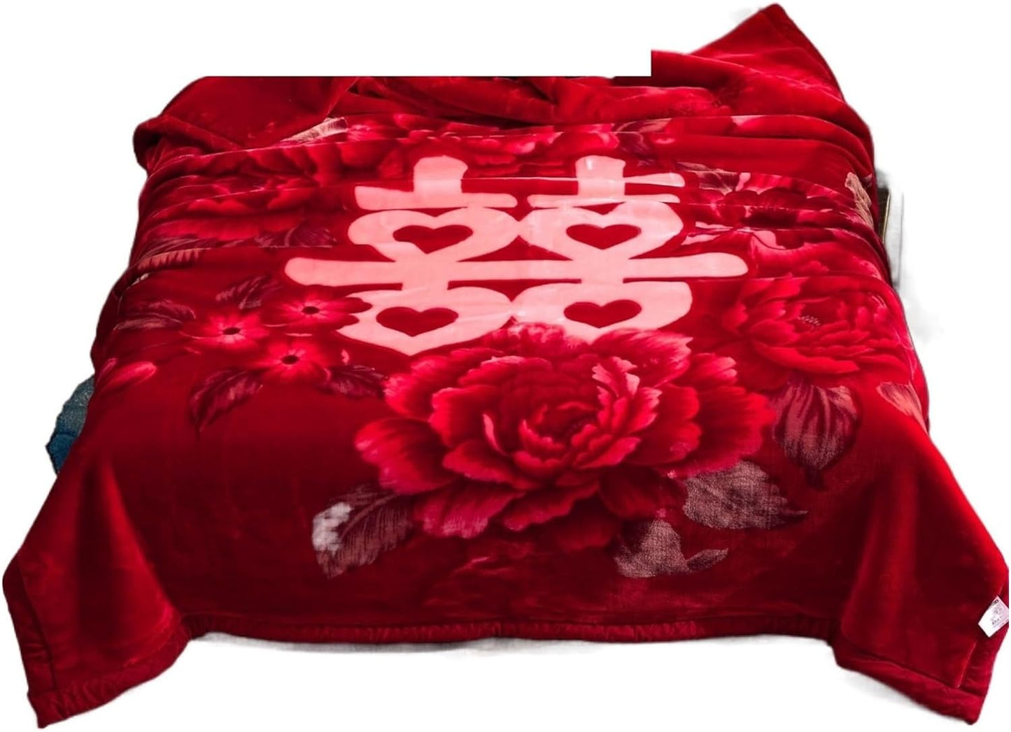 Queen Size Red Heart Korean Mink Heavy, Fleece Plush, 2 Ply Reversible Raschel Bed Blanket
