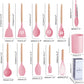 12 PC Pink Silicone Utensil Set With Storage Box
