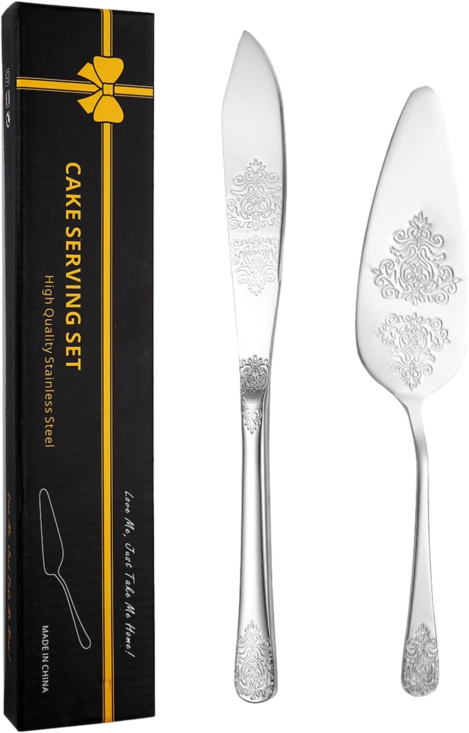 2 PC Cake Server & Knife Set - Silver
