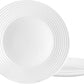 4 PC Gibson White Tempered Opal Glass Dinner Plate Set