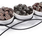 4 PC Stoneware Tidbit Dish Set with Metal Rack