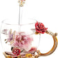 Red Rose Glass Tea Cup / Coffee Mugs