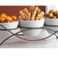 4 PC Stoneware Tidbit Dish Set with Metal Rack