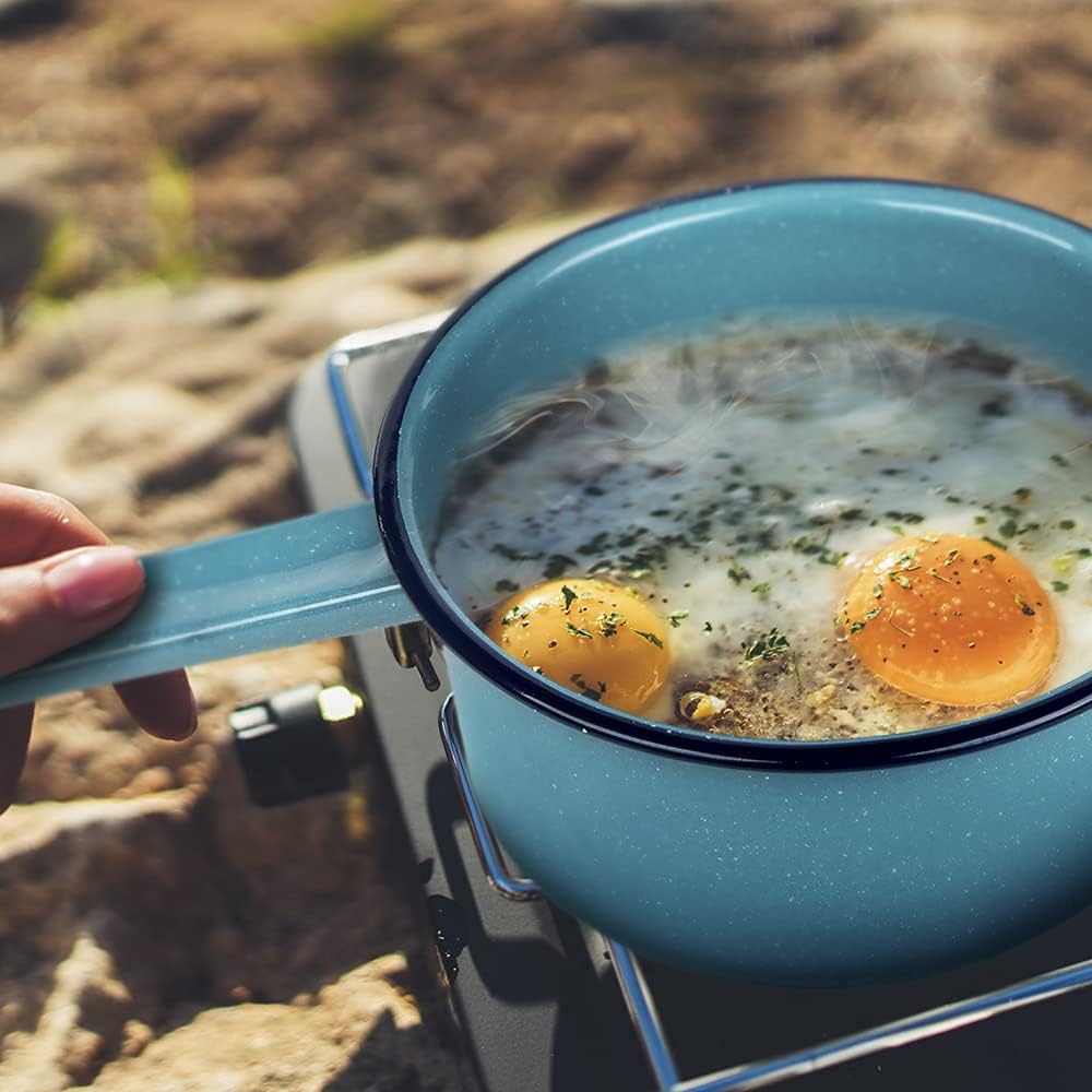 2 QT Turquoise Enamel Sauce Pan