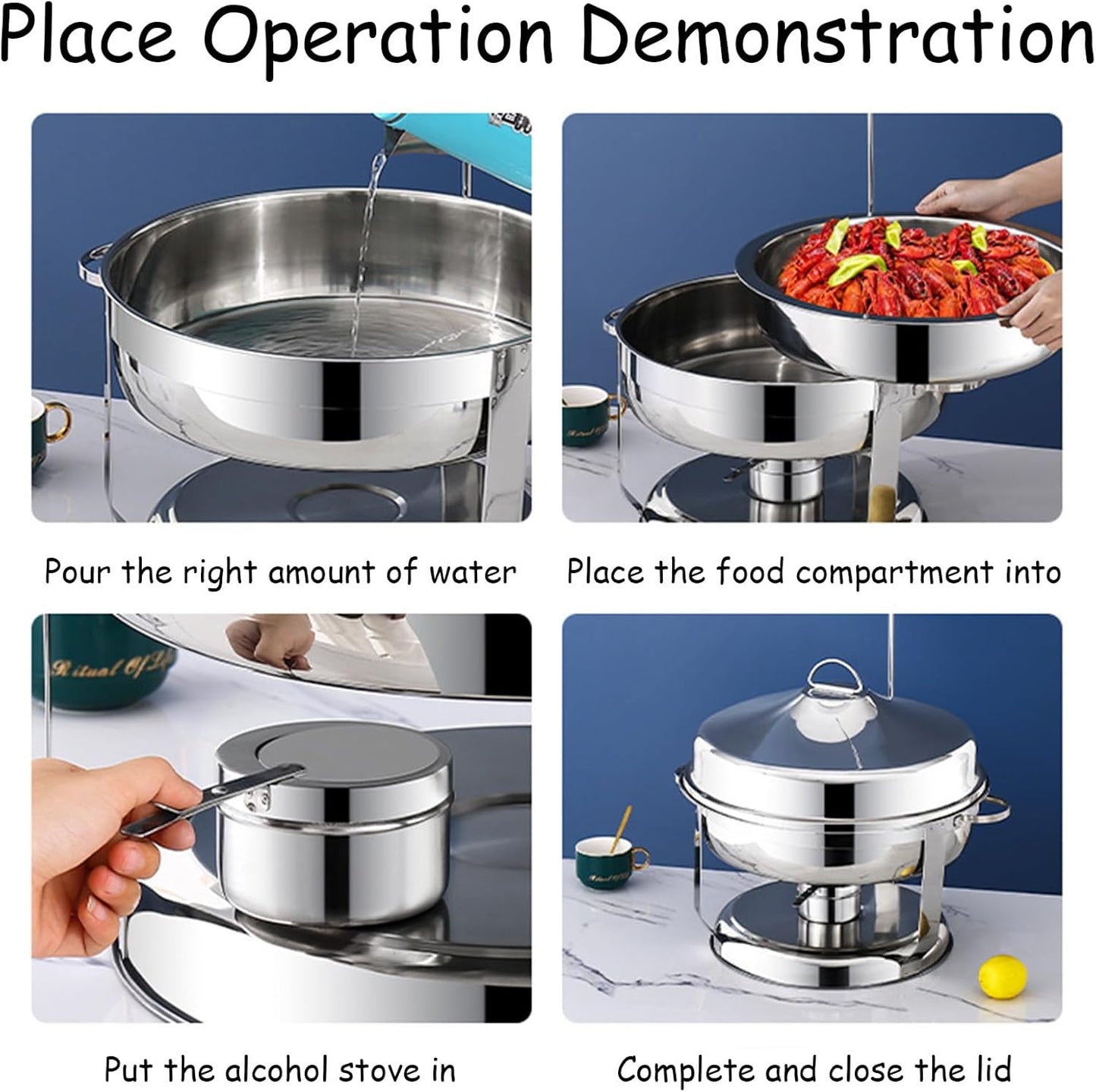 9L Round Stainless Steel Chafing Dish - Silver