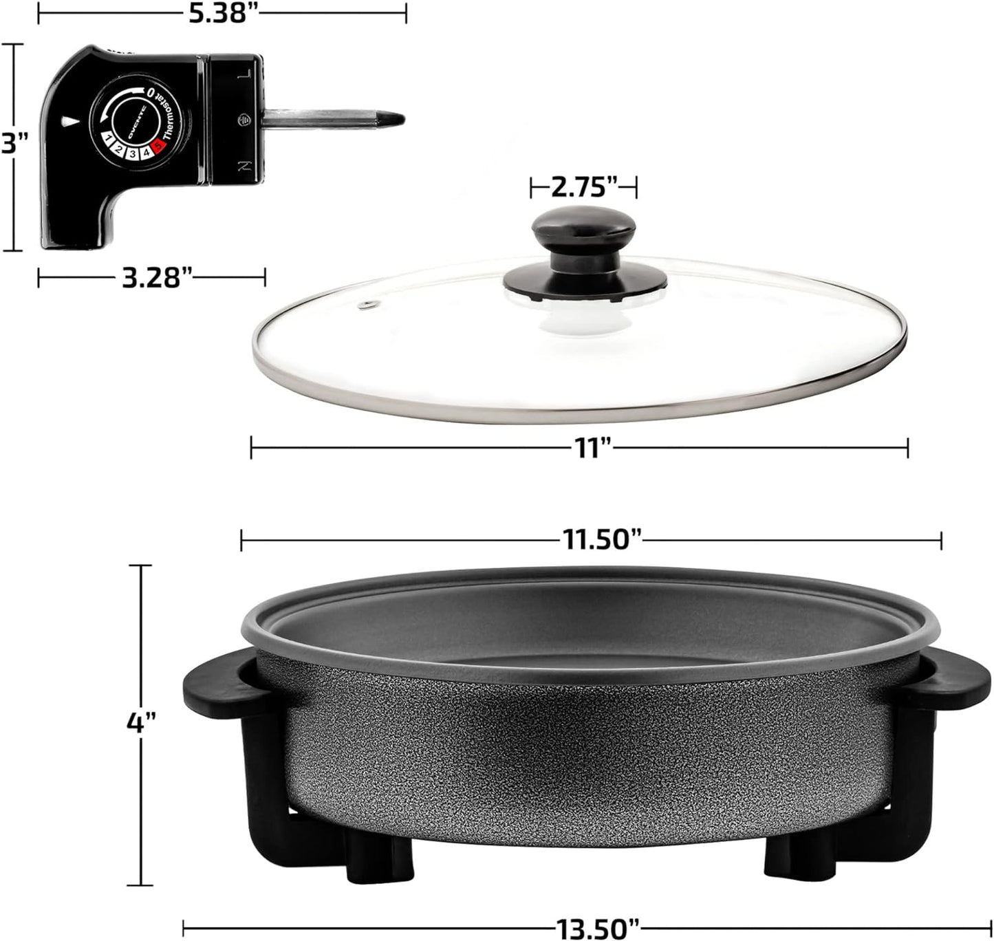 12" Ovente Electric Skillet & Frying Pan