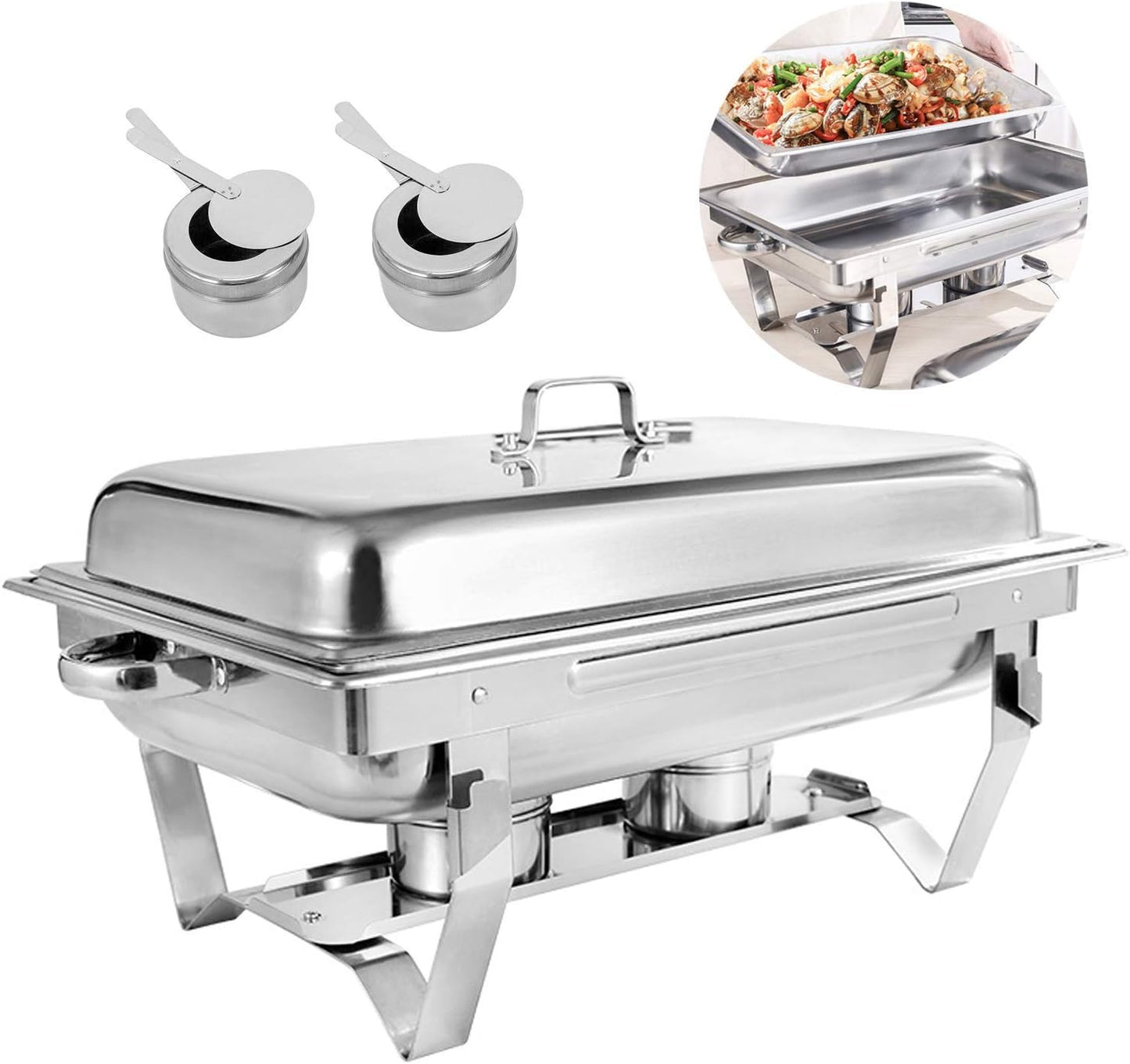 11L Stainless Steel Chafing Dish Food Warmer for Buffet (Pack of 4)