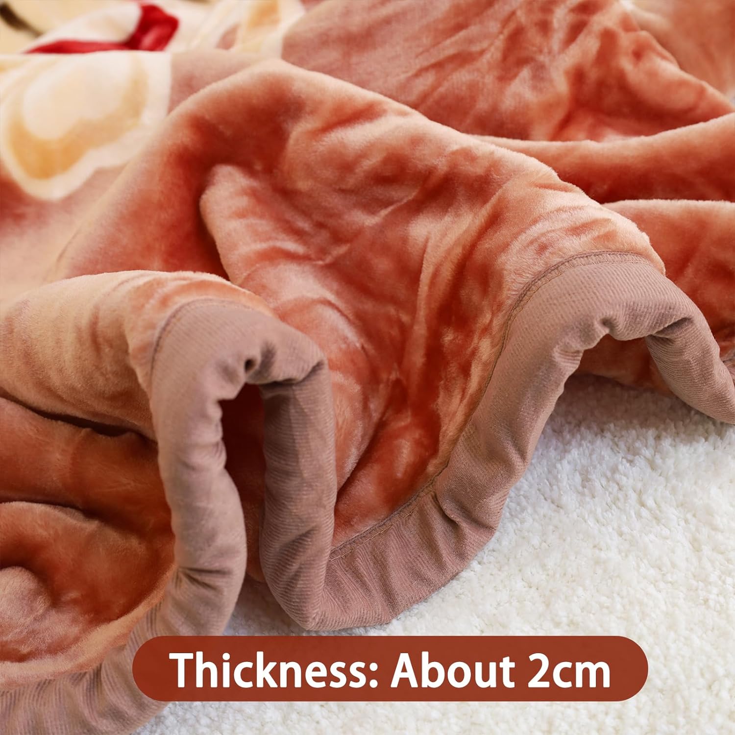 Queen Size Light Brown Korean Mink Heavy, Fleece Plush, Ply