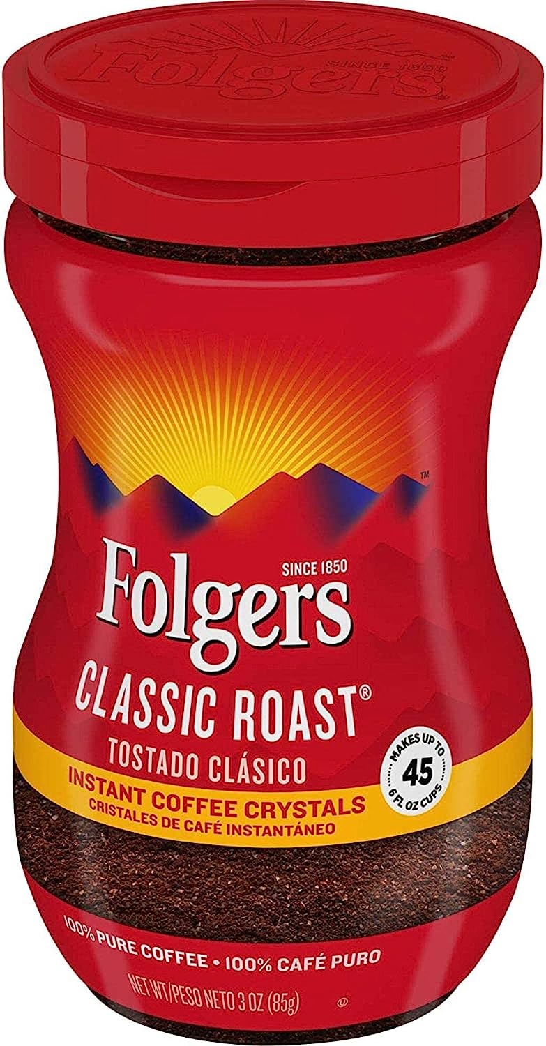 3 oz Folgers Classic Roast Instant Coffee Crystals