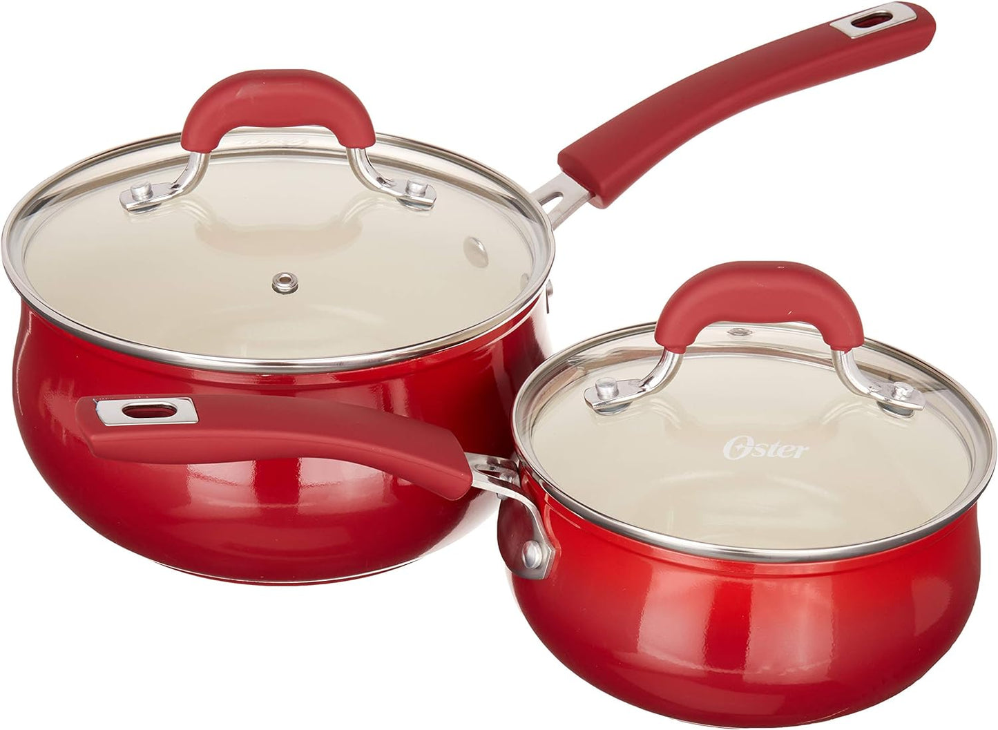 Oster 8 PC Red Non stick Heavy Gauge Cookware Set