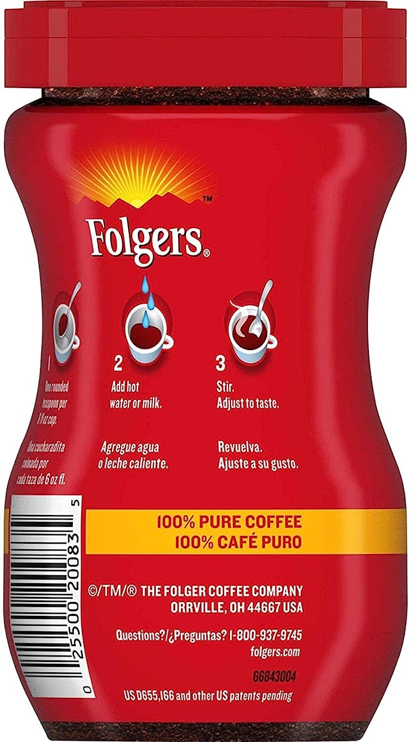 3 oz Folgers Classic Roast Instant Coffee Crystals