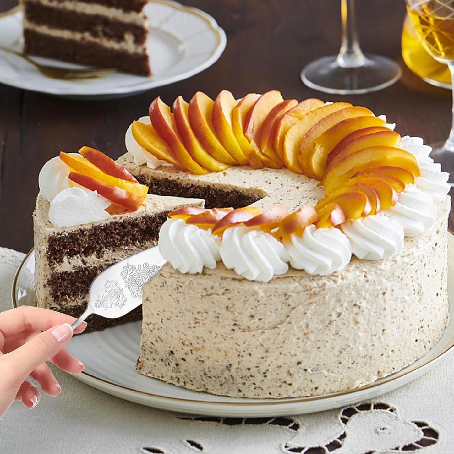 2 PC Cake Server & Knife Set - Silver