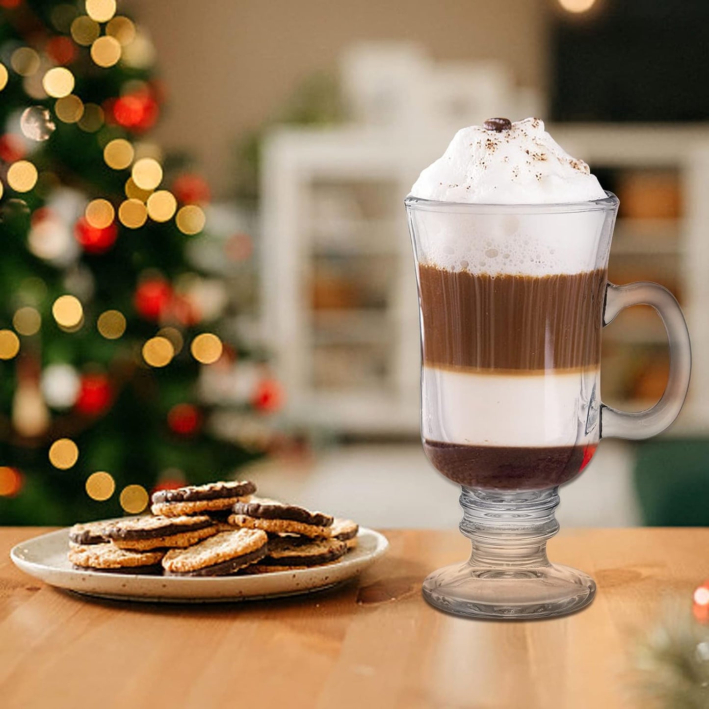6 PC 8oz Irish Coffee Glass Mugs Set