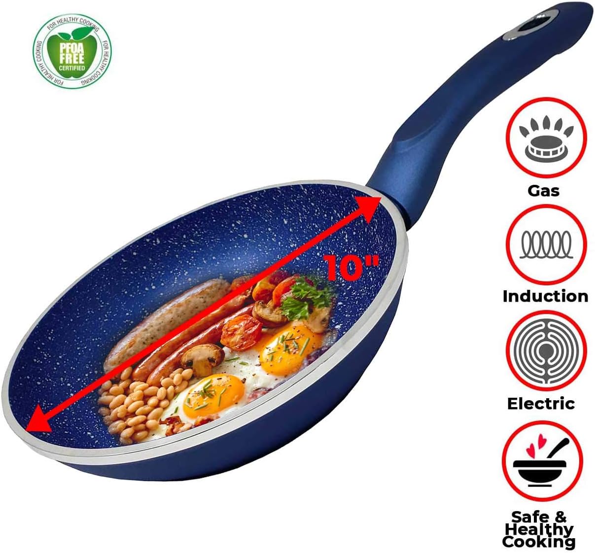 12" Blue Marble Aluminum Fry Pan