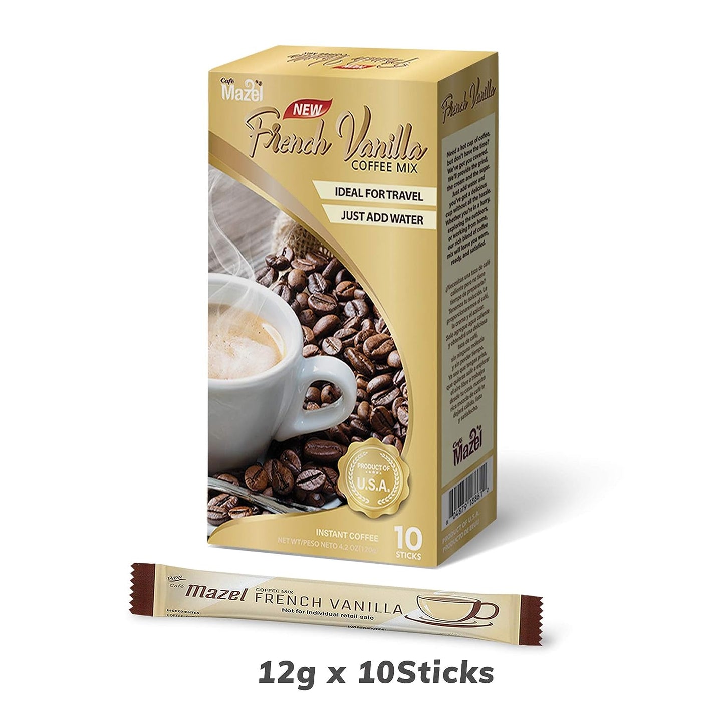 Cafe Mazel French Vanilla Instant Coffee Mix (10 Sticks)