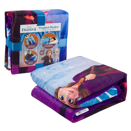 Disney Frozen 2 Weighted Blanket, Purple and Blue, Elsa and Anna Character Design, Soft and Cozy