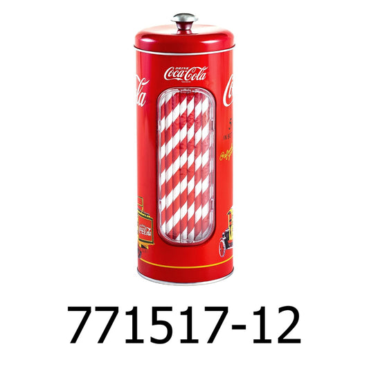 The Tin Box Company Coca Cola Straw Holder Tin with 20 Paper Straws Inside