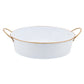 13” Round White Ice Tray with Gold Rim & Handle