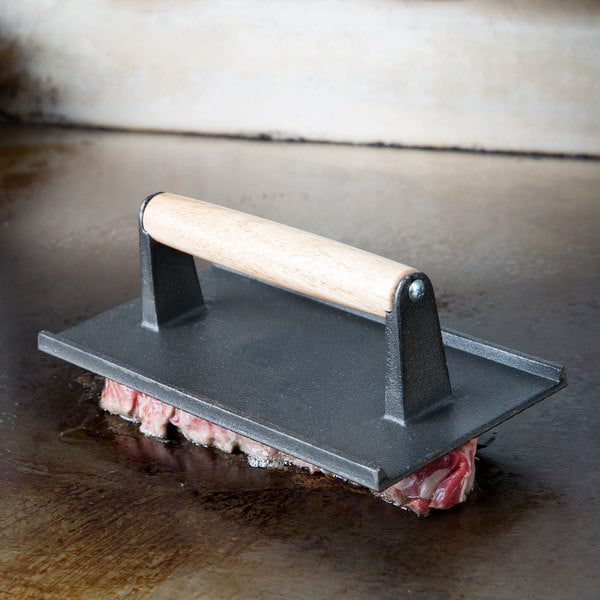 9" x 5" Rectangle Cast Iron Meat Presser Steak (Free Gifts: 2 Spices)
