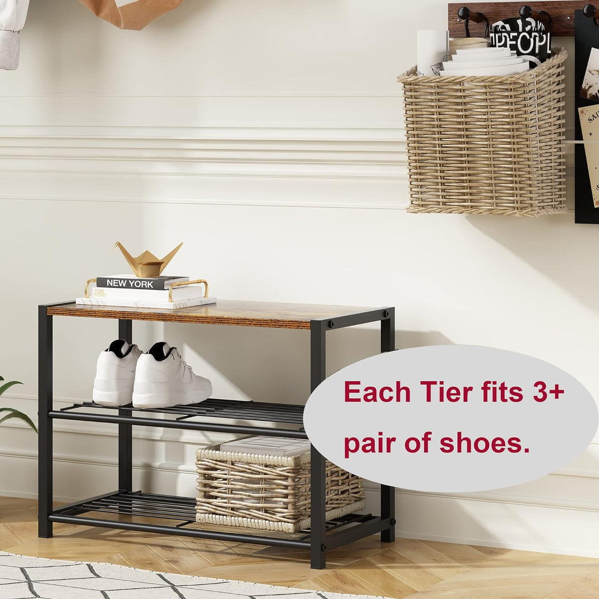 Imported Shoe Rack 3-Tier Shoe Rack, All-Metal Shoe Tower, Shoe Storage Shelf – R & B Import