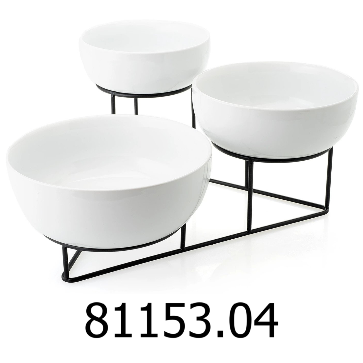 4 PC Bowl Set with Metal Rack