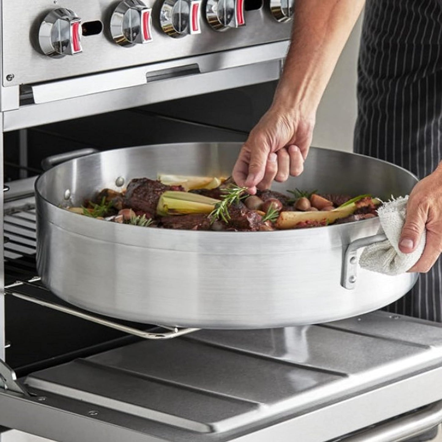 40 QT Aluminum Braiser Pot with Lid