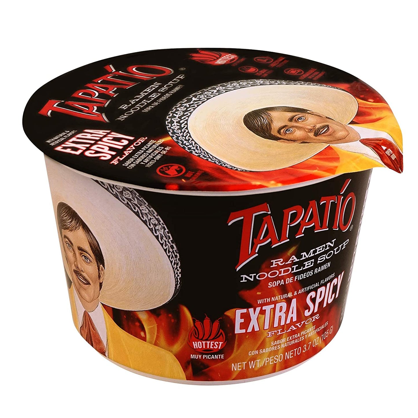 6 PC Tapatio Ramen Noodle Soup Big Bowl Extra Spicy Flavor