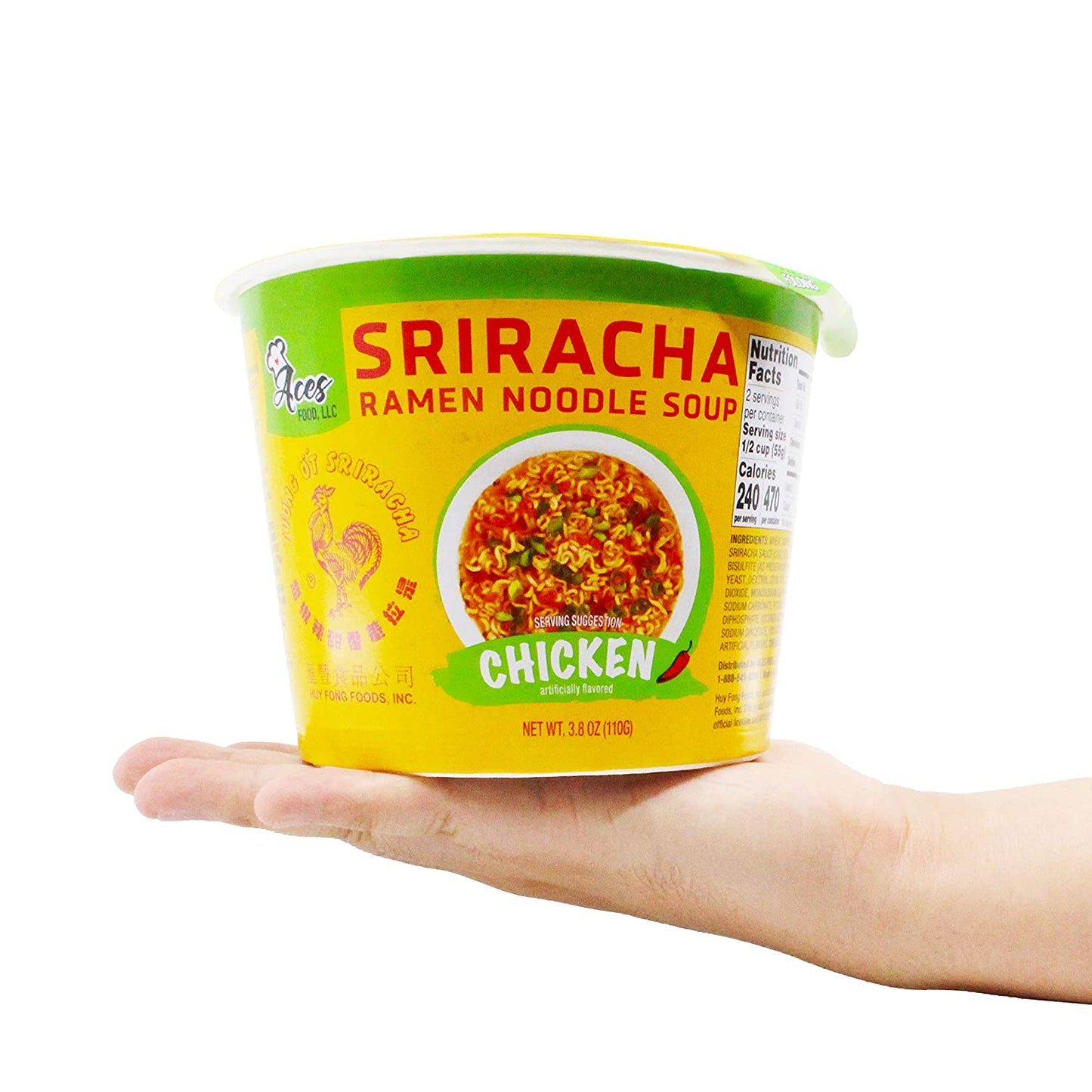 12 PC Tuong Ot Sriracha Chicken Flavor Ramen Noodle Soup & 24 PC Wooden Cutlery