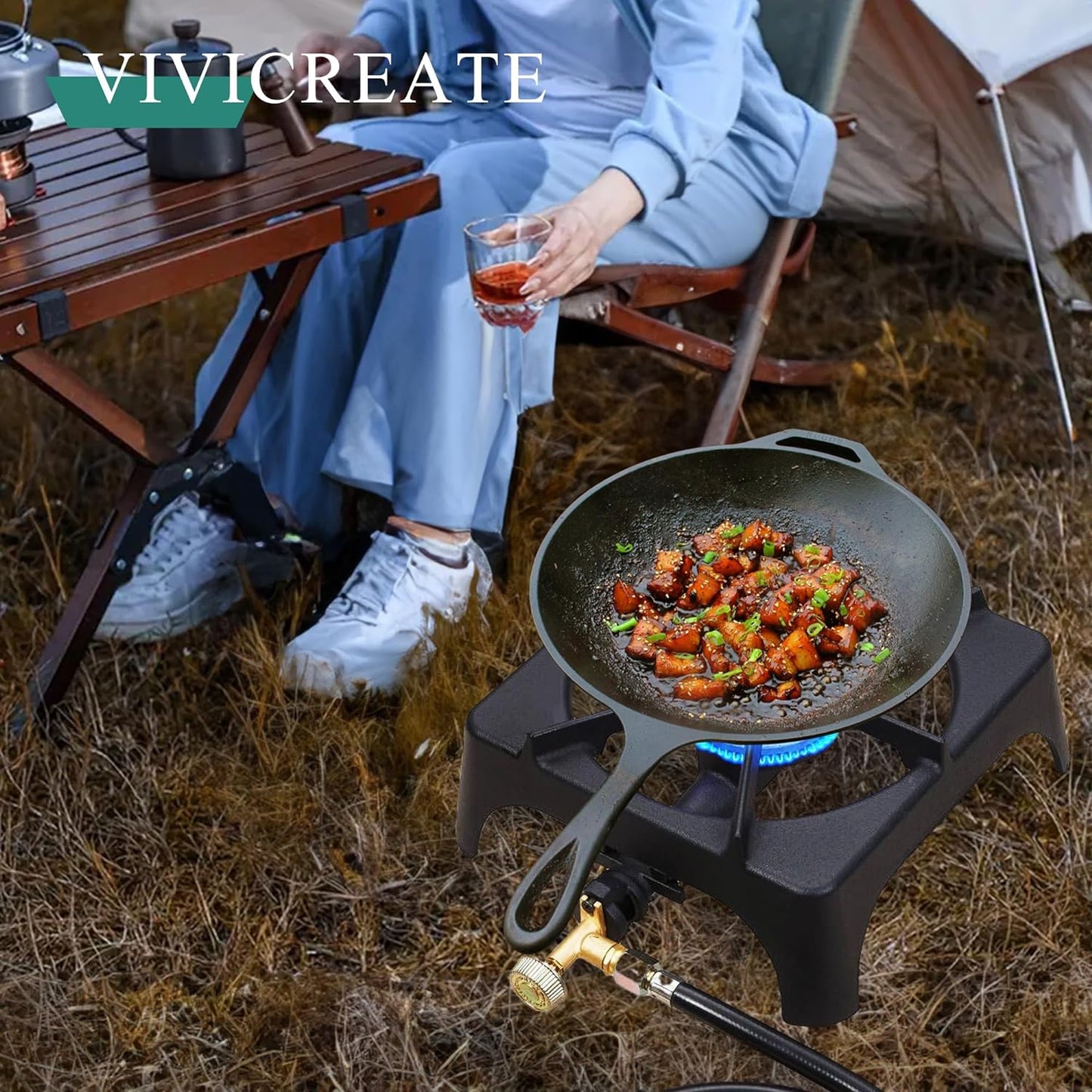 Vivicreate 10000 BTU Propane Camping Outdoor 1 Burner Gas Stove
