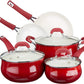 Oster 8 PC Red Non stick Heavy Gauge Cookware Set