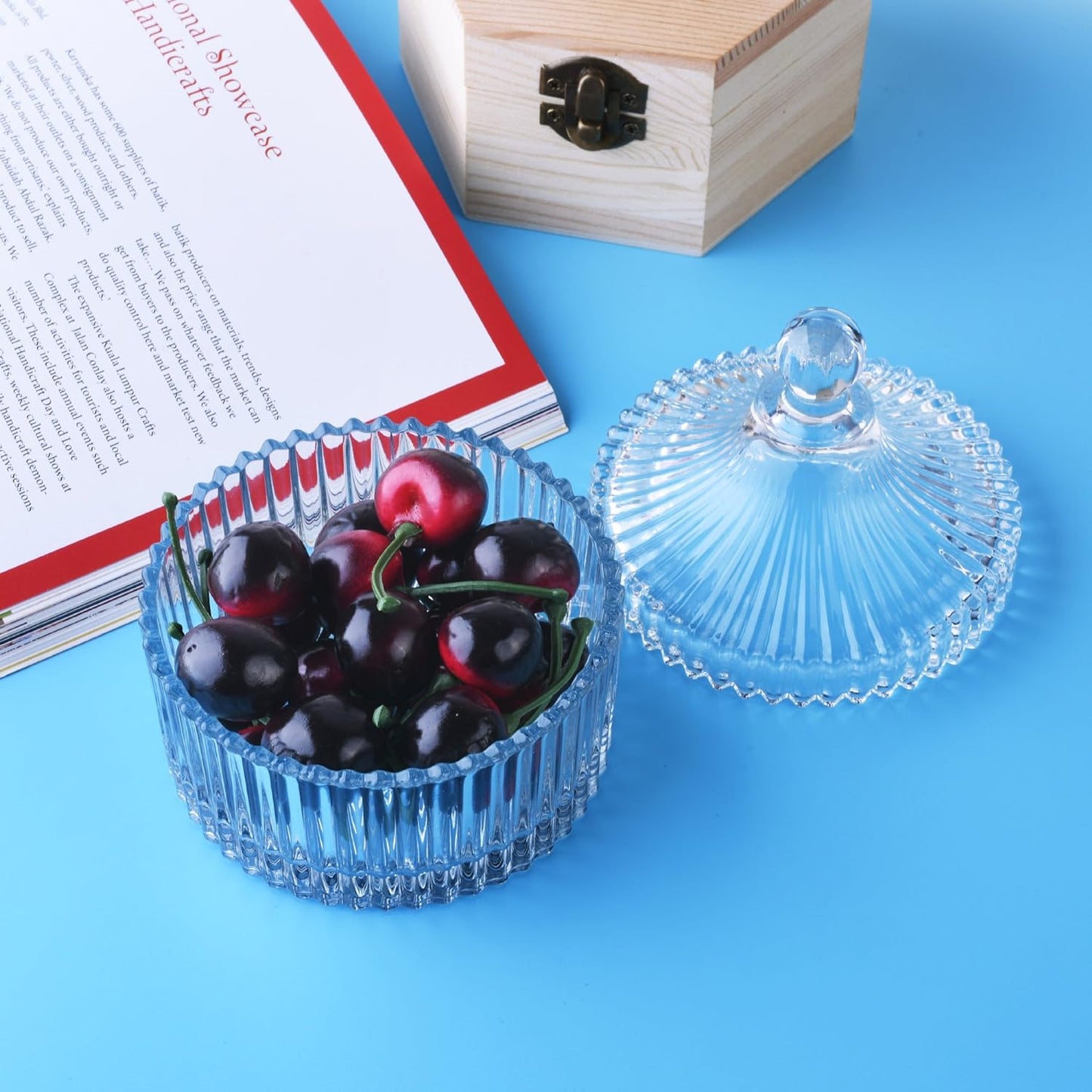 5” Crystal Castle Candy Dish Stripe Snack Bowl Jar